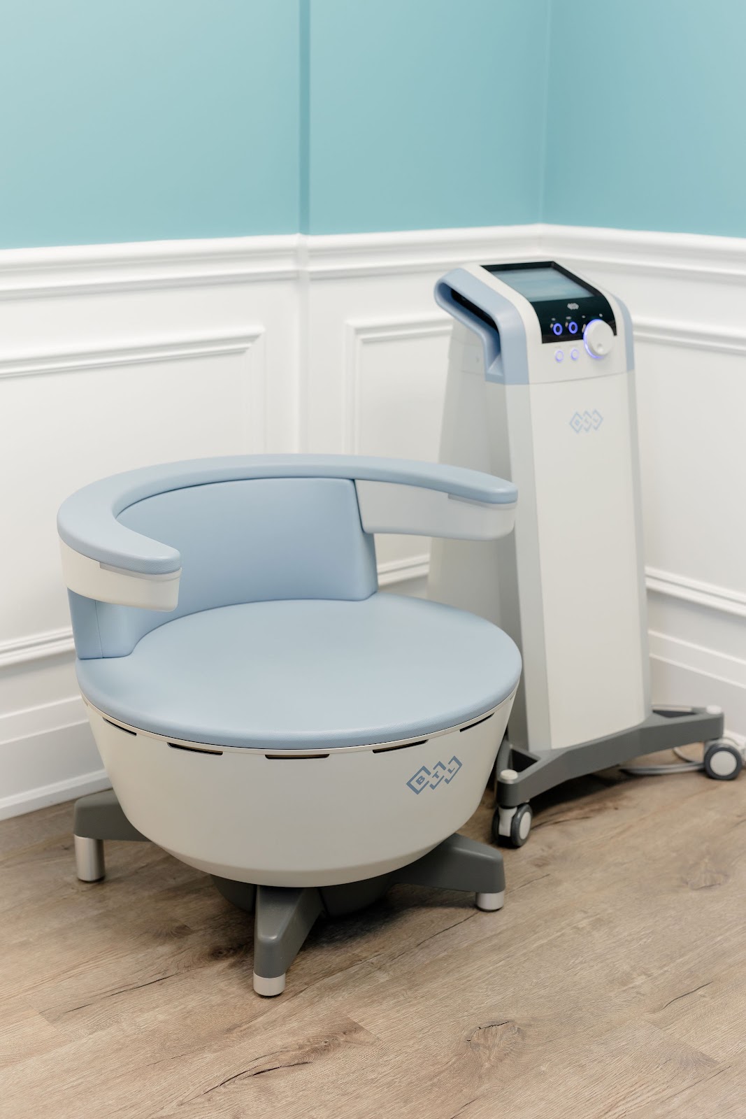 BTL Emsella chair in a private treatment room at Corelife Wellness