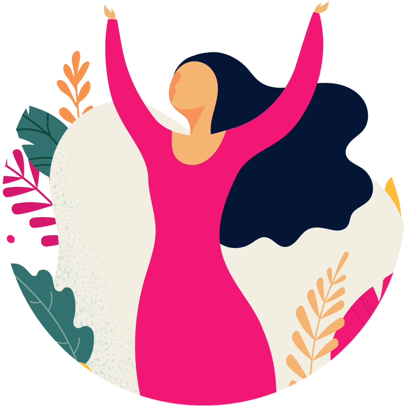 Illustration of a woman with raised hands - Corelife Wellness