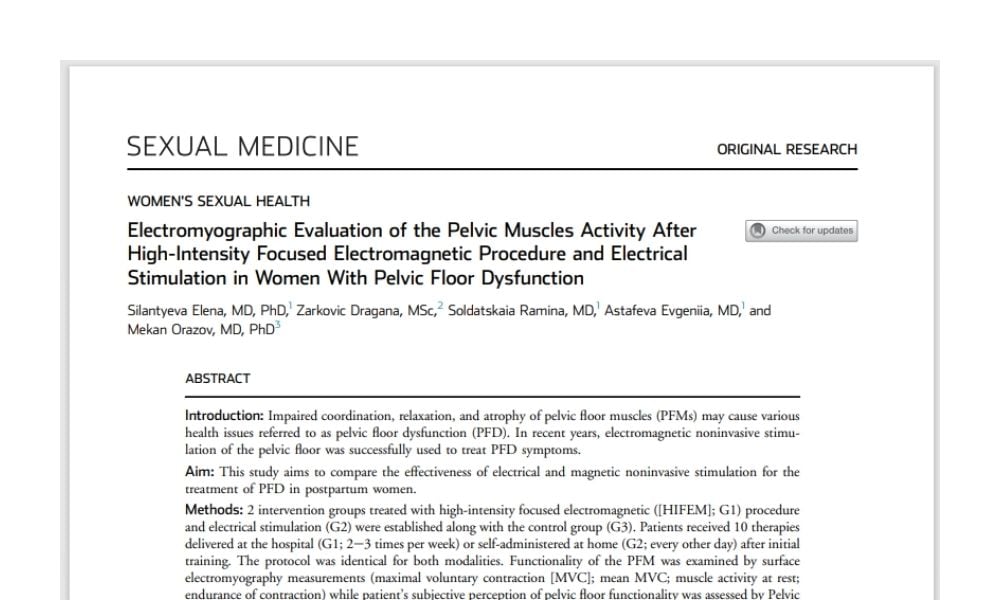 Electromyographic Evaluation of the Pelvic Muscles Activity After High-Intensity Focused Electromagnetic Procedure and Electrical Stimulation in Women With Pelvic Floor Dysfunction