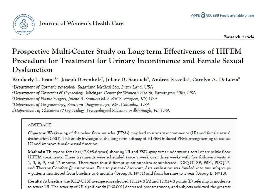 Study cover: Prospective multi-center study on long-term effectiveness of HIFEM technology