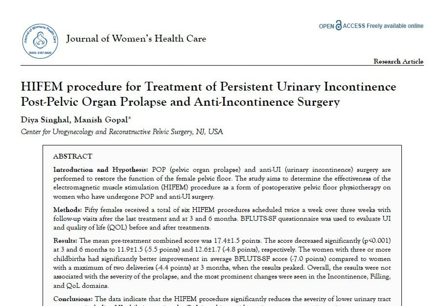 Study cover: HIFEM procedure for treatment of persistent urinary incontinence