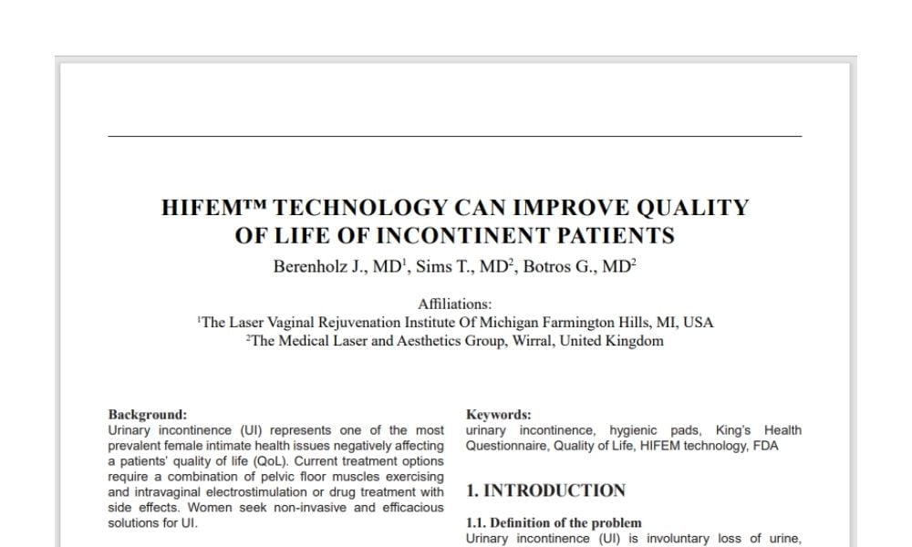 HIFEM™ Technology can Improve Quality of Life in Incontinent Patients