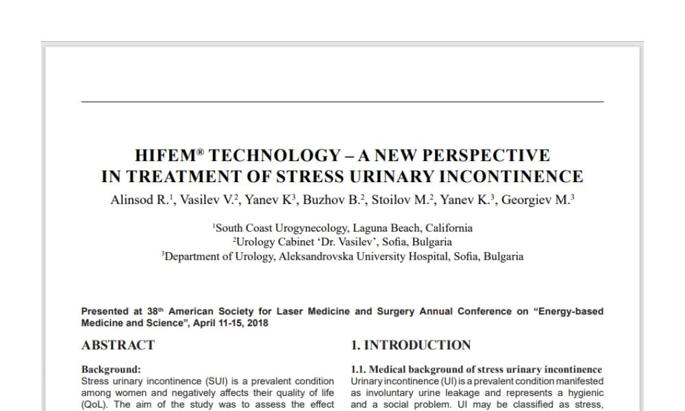 HIFEM Technology – A New Perspective in Treatment of Stress Urinary Incontinence