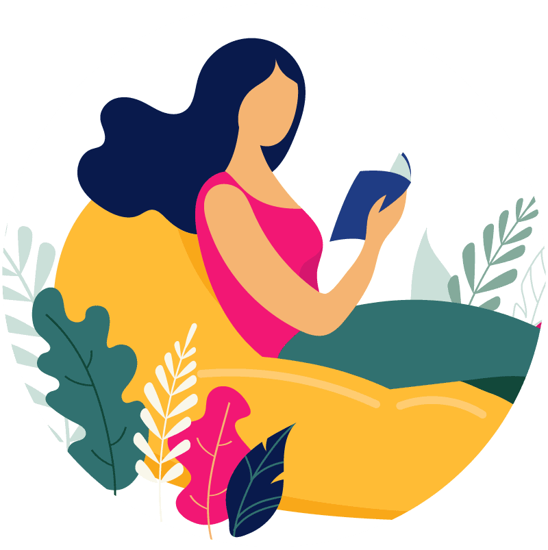 Illustration of a woman relaxing and reading a book - Corelife Wellness