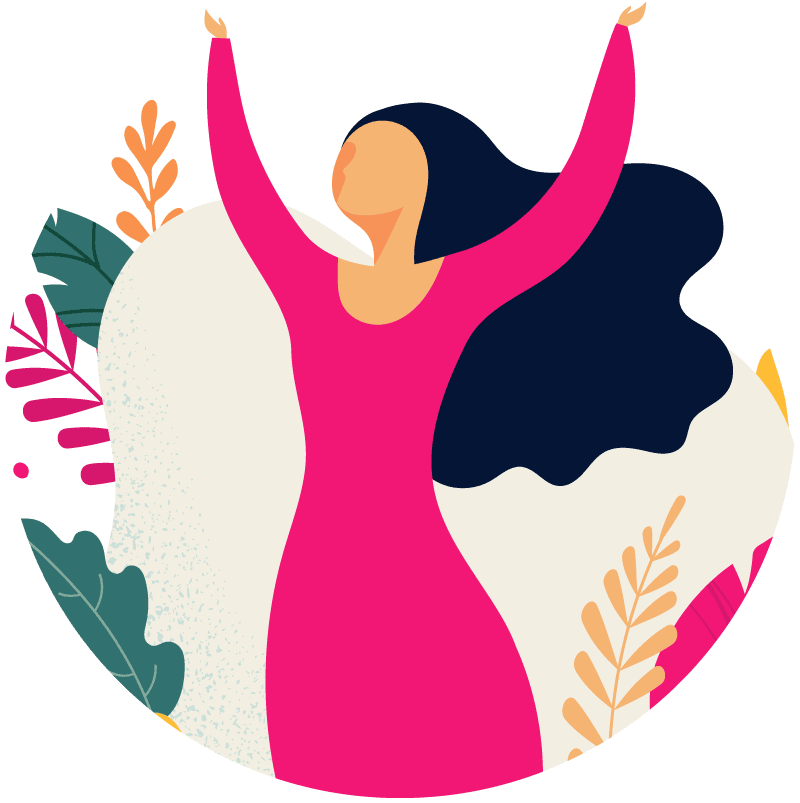 Illustration of a woman with raised hands - Corelife Wellness