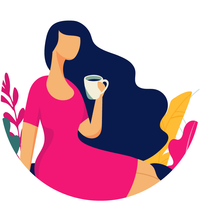 Illustration of a woman drinking coffee - Corelife Wellness